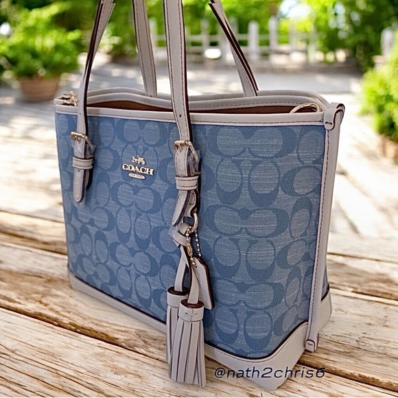 Coach Mollie 25 Tote Bag In Signature Chambray. - Picture 3 of 15